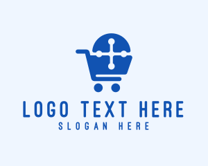 Minimarket - Cross Shopping Cart logo design