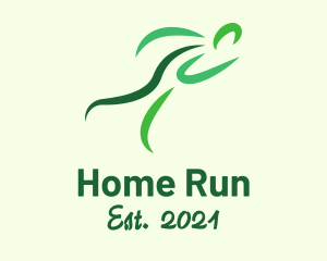 Green Organic Running Man logo design