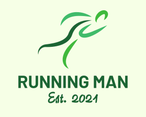 Green Organic Running Man logo design