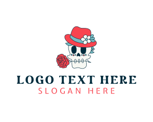 Ornate - Mexican Skull Hat logo design