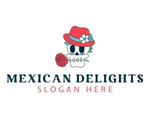 Mexican Skull Hat logo design