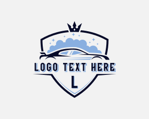 Driving - Car Wash Crown Shield logo design