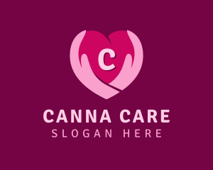 Caring Heart Hand Lettermark  logo design