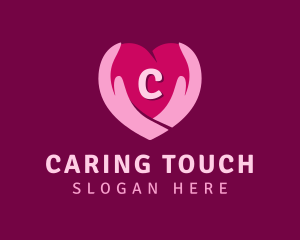 Caring Heart Hand Lettermark  logo design