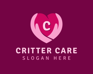 Caring Heart Hand Lettermark  logo design