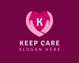 Caring Heart Hand Lettermark  logo design