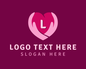 Lettermark - Caring Heart Hand Lettermark logo design