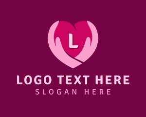 Caring Heart Hand Lettermark  Logo