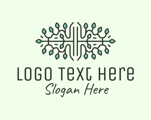 Farmer - Leaves Ornament Line Art logo design