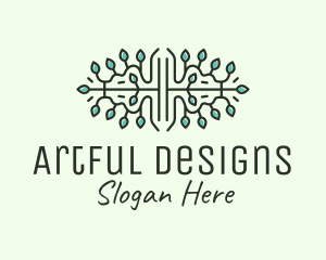 Leaves Ornament Line Art logo design