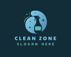 Clean Sanitary Spray Bottle logo design