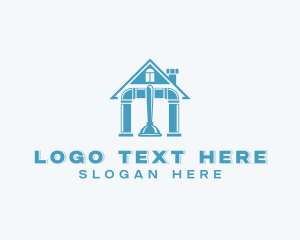 Repairman - Plunger Pipe Plumbing logo design