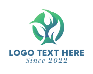 Negative Space - 3D Leaf Sustainability logo design
