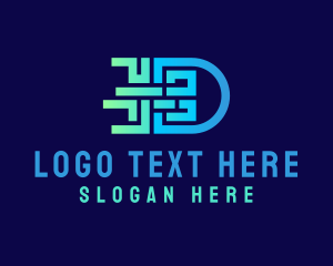 Technology - Cyber Maze Letter D logo design