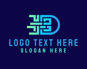 Pixel - Cyber Maze Letter D logo design