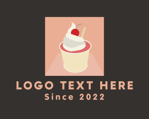 Food Stall - Cherry Ice Cream Dessert logo design