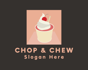 Cherry Ice Cream Dessert Logo