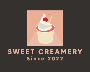 Cherry Ice Cream Dessert logo design