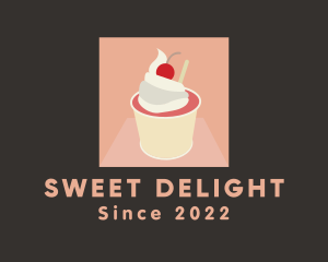 Sherbet - Cherry Ice Cream Dessert logo design