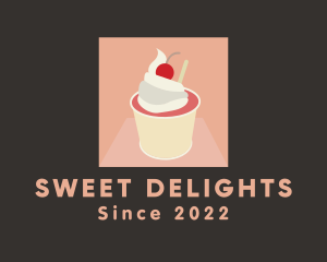 Cherry Ice Cream Dessert logo design