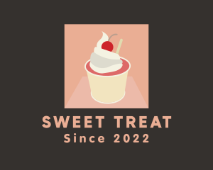 Sherbet - Cherry Ice Cream Dessert logo design