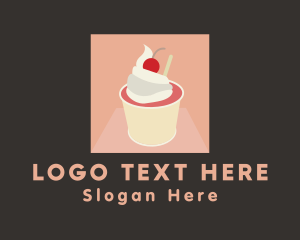 Cherry Ice Cream Dessert Logo