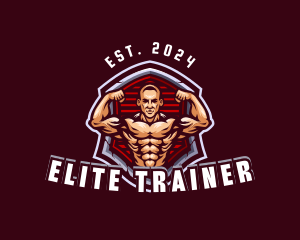 Bodybuilder Hunk Man Trainer logo design