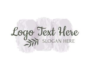 Salon - Leaf Watercolor Texture Wordmark logo design