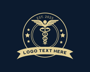 Checkup - Caduceus Staff Medical Hospital logo design