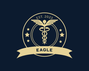 Caduceus Staff Medical Hospital logo design