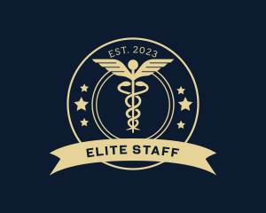 Caduceus Staff Medical Hospital logo design