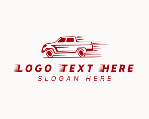 Transport - Red Pickup Truck logo design