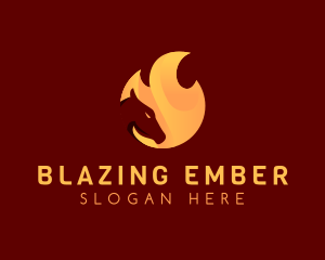 Fiery - Fire Burning Horse logo design