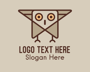 Brown Bird - Geometric Flying Owl logo design