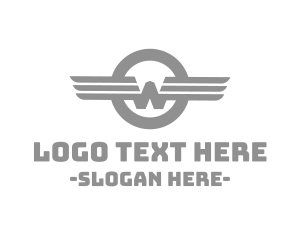 Typography - Vintage W Wing logo design