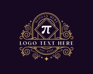 Alphabet - Elegant Pi Symbol Ornament logo design