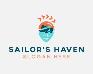 Ship Location Pin Travel logo design