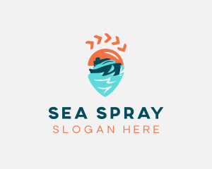 Ship Location Pin Travel logo design