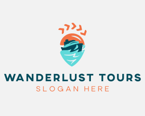 Ship Location Pin Travel logo design