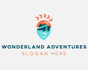 Ship Location Pin Travel logo design