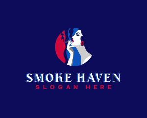 Woman Smoke Cigarette logo design