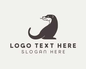 Otter Animal Wildlife logo design