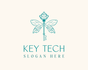 Ornate Green Key logo design