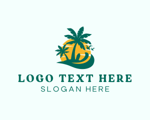Swimming - Tropical Tree Beach logo design