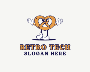 Retro Cartoon Pretzel logo design