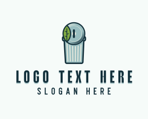 Recycling Bin - Eco Leaf Garbage Can logo design