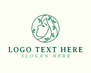 Leaves - Eco Woman Face logo design