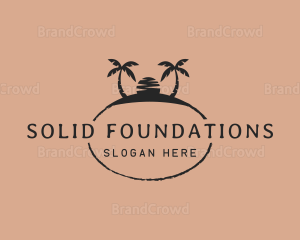 Sunset Island Palm Trees Logo