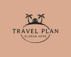 Itinerary - Sunset Island Palm Trees logo design