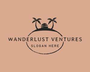 Traveller - Sunset Island Palm Trees logo design